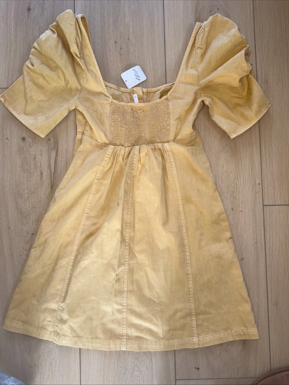 Free People Yellow Mini Dress with Puff Sleeves - Picture 6 of 7